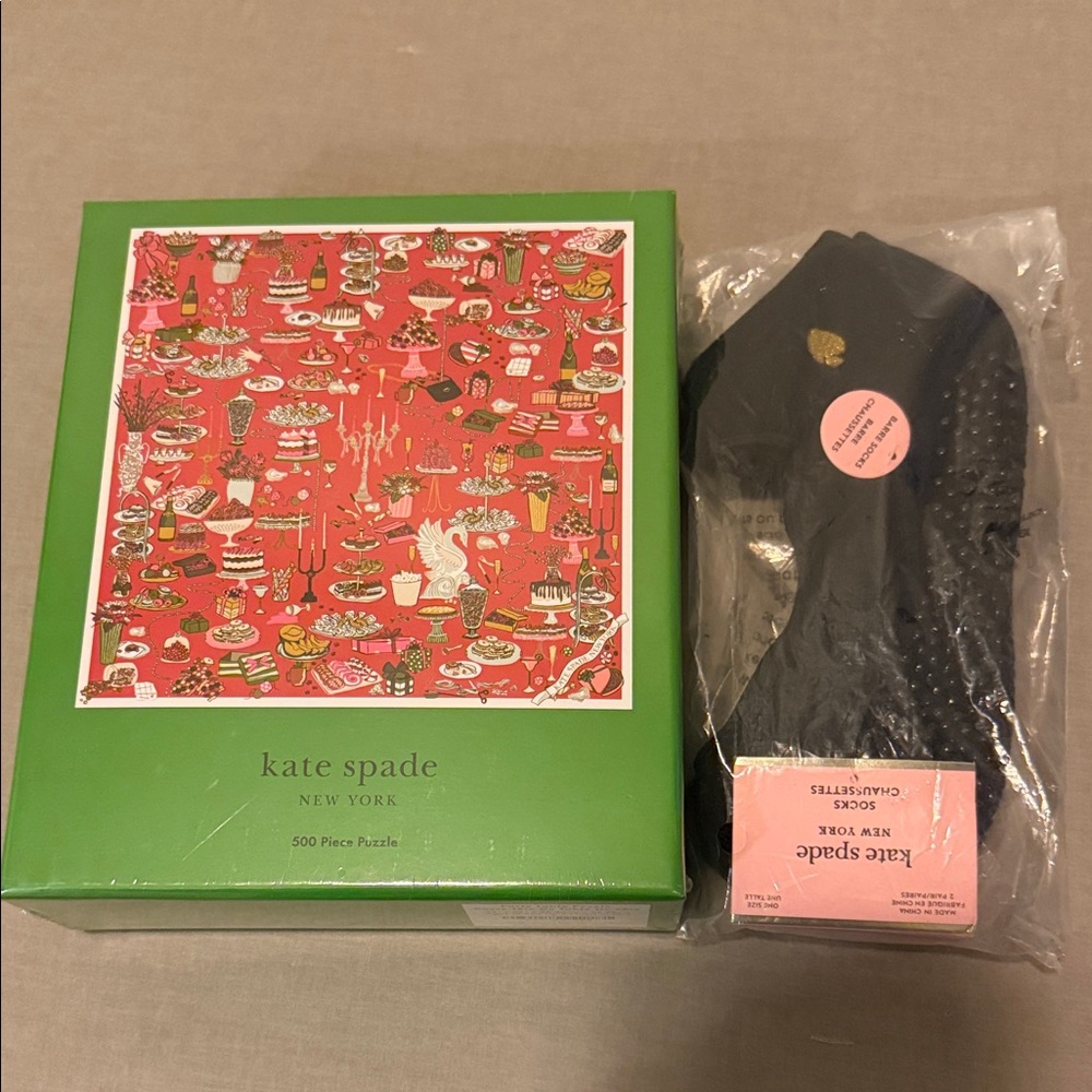 Kate Spade Puzzle and Black nonslip Socks